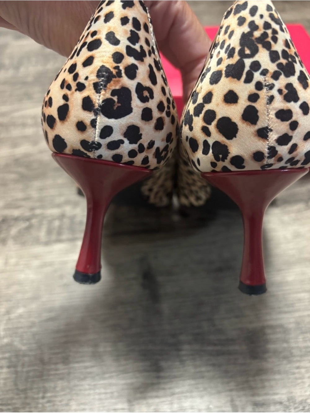 Betsey Johnson Leopard Print Pointed Toe Heels with Multicolor Beaded Bow - Picture 4 of 11